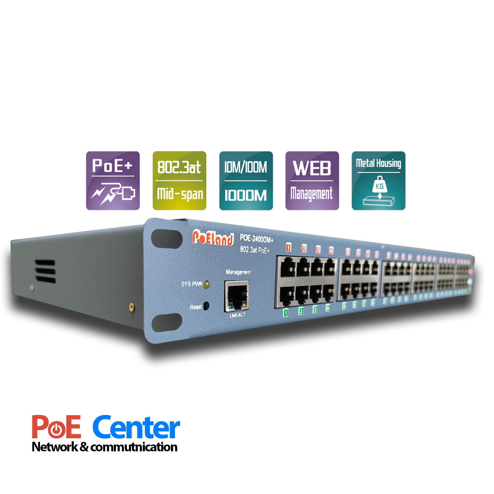 2400gm-plus-poe-ports-led-detail نمای نزدیک پورتهای PoE و چراغهای LED پچ پنل مدیریتی 2400GM+